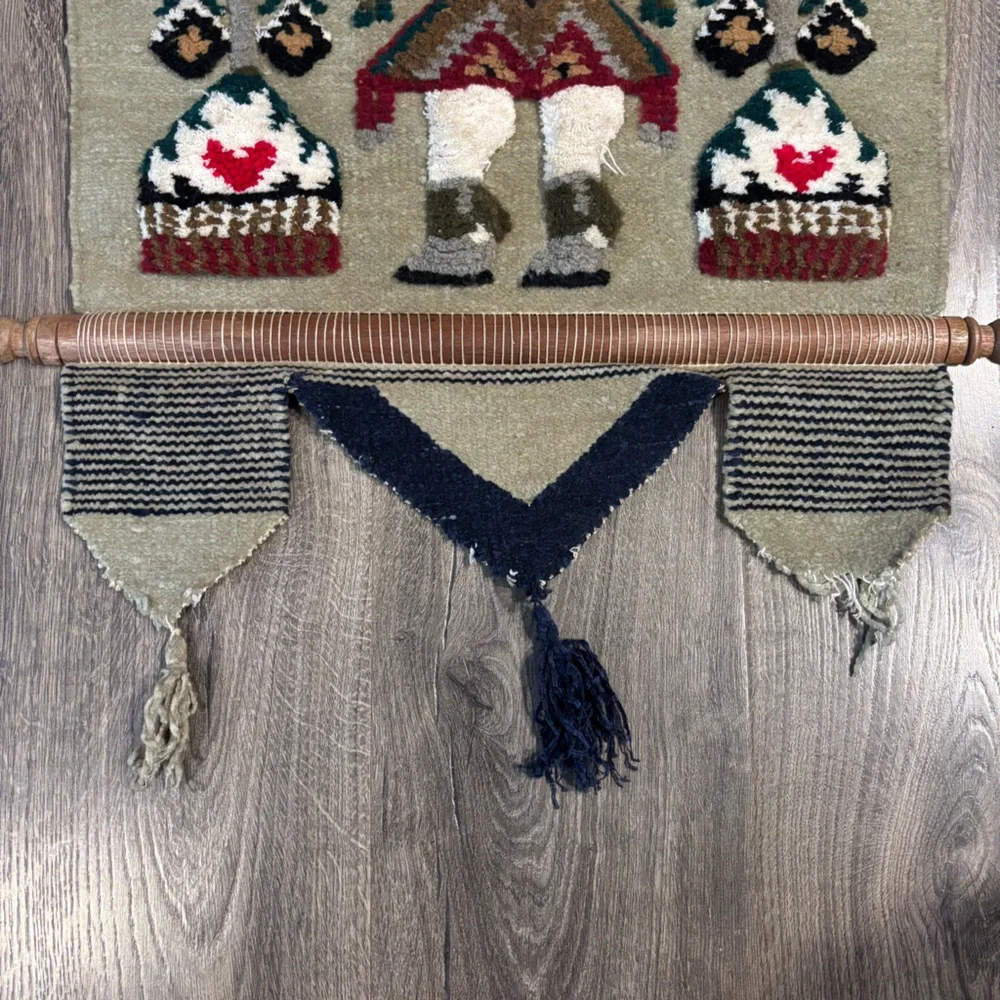 Vintage Native American Hand Woven Wool Wall Hanging Rug Tribal Man Navajo Yei?